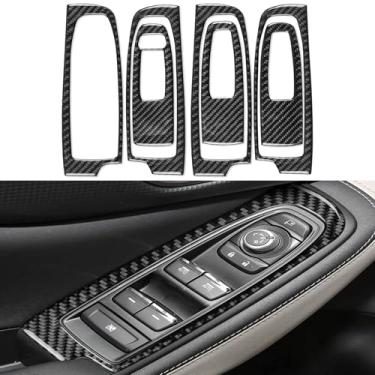 Imagem de NVCNX Fibra de carbono premium real para acessórios Subaru Forester 2019-2024 2020 2021 2022 2023 porta de carro painel de interruptor de elevação de janela lateral decalque adesivo de acabamento