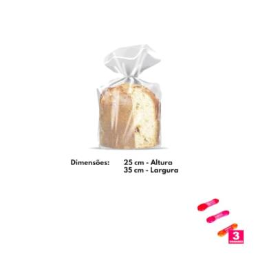 Imagem de Kit Saco Para Panetone 25x35cm 500g C/10 + Fita Cetim 22mmx10mts