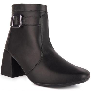 Imagem de Bota Feminina Salto Bloco Grosso 7cm Cano Curto Zíper Moda Casual Inve