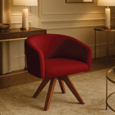 Imagem de Poltrona Sala Base Giratória Madeira Arielle Veludo D03 - D'rossi Mars