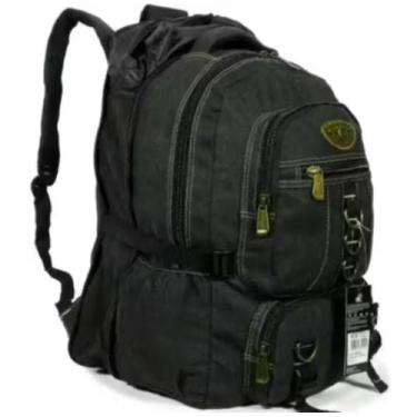 Imagem de Mochila de lona KVN reforçada com expansão grande preta 60L