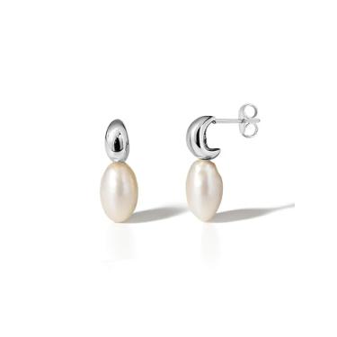 Imagem de Altitude Boutique Brincos de pérola cultivada em água doce AAA | Brincos banhados a ouro 14K ou ródio | Pérola redonda pequena (5,5 – 6 mm) ou formato barroco grande (9 x 12 mm) | Joias minimalistas e