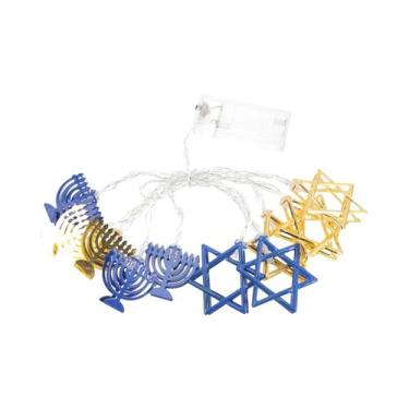 Imagem de Suporte de luzes de corda para decoração de festa de Hanukkah, sinal d