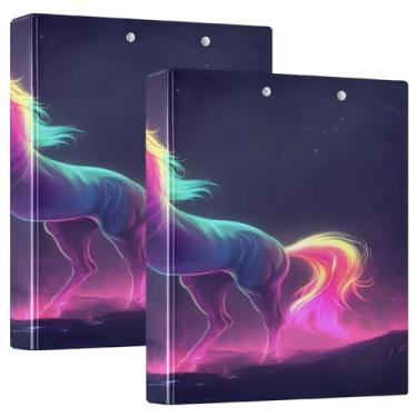 Imagem de Pasta Jump Unicorn Neon com 3 anéis, fichário grande com 3 anéis, 1 pacote com prancheta