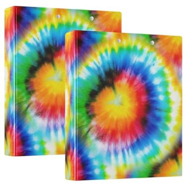 Imagem de Fichário com 3 anéis tie dye vibrantes personalizados de 3,8 cm, 200 folhas, portfólio, anel, estampado, redondo, 31,5 x 27 x 6 cm, 1 pacote