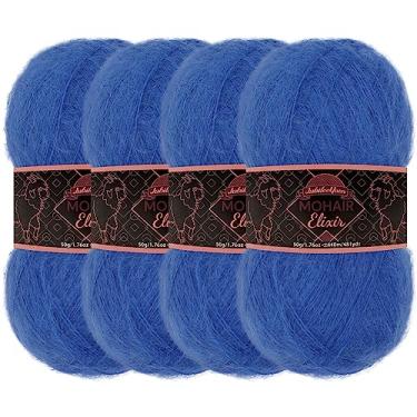 Imagem de JubileeYarn Fio de Elixir Mohair – Mistura de Lã para Bebês 50 g/novelo – Refrigerador Curaçao – 4 novelos