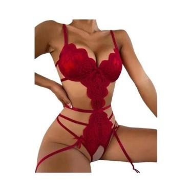 Imagem de Conjunto De Lingerie Sexy plus Size Com Renda, Sutiã Push up E Alças T