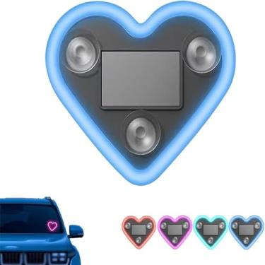 Imagem de Luz neon LED em forma de coração movida a energia solar para decoração de carro e exterior - IP65 impermeável, vários modos, ambiente romântico para casais. (azul, 1 peça)