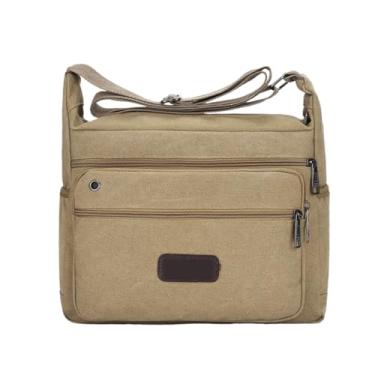 Imagem de Bolsa masculina de lona Business Postman - Mochila casual de grande capacidade e bolsa de ombro transversal para uso diário, Largekhakis, One Size