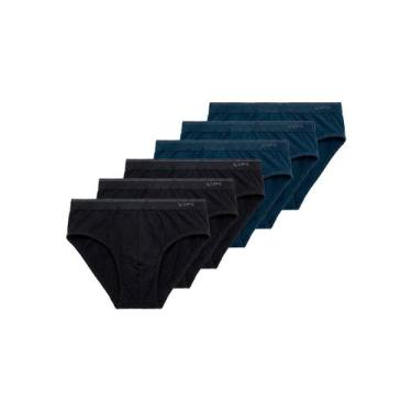 Imagem de Kit com 6 Cuecas Slip Lupo 485-003 Colorido, Azul marinho, P