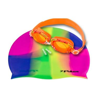 Imagem de Kit Óculos + Touca + Protetor de Ouvido de Natação Infantil Poker Cartoons-Unissex