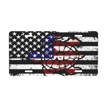 Imagem de Tartaruga marinha engraçada bandeira americana placa de carro decorativa. Placa de metal para carro. Placa de alumínio Noverlty impermeável Colorfast 30 × 15 cm