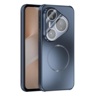 Imagem de LTLMYDAM Capa fina para Huawei Pura 80 Ultra/80 Pro/80Pro+/80, capa de proteção de câmera fosca magnética clássica à prova de choque, azul, 80 Pro+