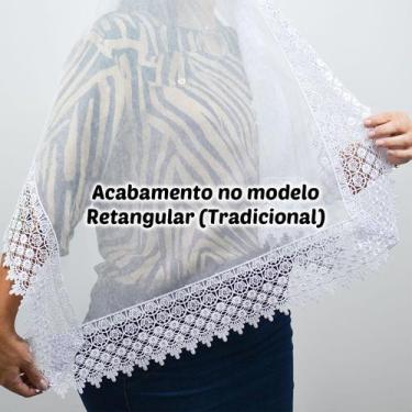 Imagem de Véu Ccb Adulto Renda Larga Floral Congregação Cristã (modelo Fabiana) 