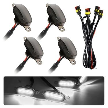 Imagem de MTRPS 4 peças de luz de grade dianteira do carro, lente âmbar brilhante, lâmpada de acabamento de grade de LED com chicote, luz frontal à prova d'água compatível com F350 F250 F150 Raptor Ram-1500