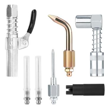 Imagem de 7un. Kit Acessórios para Pistola de Graxa, Inclui 2 Bicos Agulha 2 Dosadores Adaptador de Acoplamento e Limpador Conexões Zerk para Manutenção Automotiva Industrial e Maquinaria