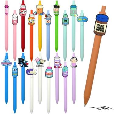 Imagem de XHAOYEAHX 10 canetas fofas de farmácia, acessórios engraçados de enfermagem, conjunto de tinta preta para assistente de medicina, presentes de semana de enfermeira, presentes de farmacêutico