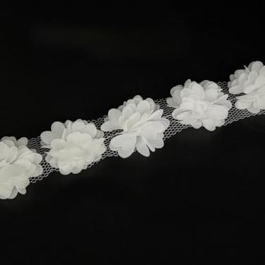 Imagem de Fita de acabamento de borda de renda de flor de 1 metro estilo vintage tecido de corte floral bordado para casamento, vestido de noiva, roupas, fantasia, chapéu, decoração, faça você mesmo, artesanato