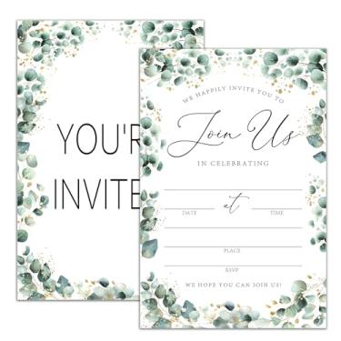 Imagem de Moonle Convites temáticos de eucalipto com envelopes, convites perfeitos para casamentos, chás de panela, noivado, festa de aniversário ou evento especial, suprimentos de decoração de festa, pacote