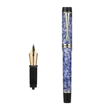 Imagem de Clouism Caneta-tinteiro, revestimento de resina, grande, brilhante, pontiagudo, adulto, estudante, escrita, tinta, caixa de presente, papelaria (azul cristal gelo)