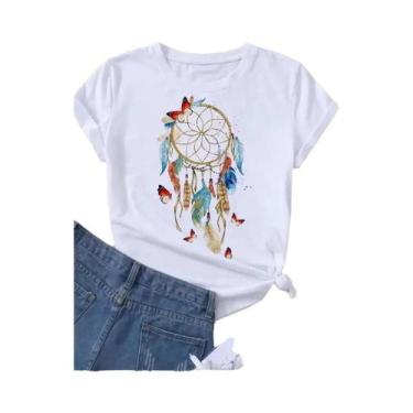 Imagem de Camiseta Feminina plus Size De Verão Com Estampa De Sonhador De Sonhos