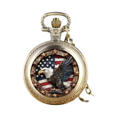 Imagem de Relógio De Bolso Masculino Em Aço Inoxidável Com Design De Bandeira Am