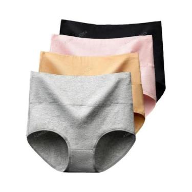 Imagem de Calcinhas De Algodão plus Size De Cintura Alta Para Mulheres, Modelado