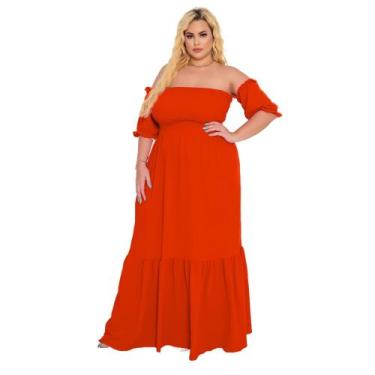 Imagem de Vestido Longo Plus Size Ombro A Ombro Modelador Acinturado Duas Marias