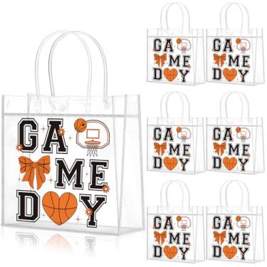 Imagem de Wesnoy 20 peças de lembrancinha de festa de basquete fofas sacolas de presentes com alças reutilizáveis com tema esportivo para doces suprimentos de festa de aniversário 20 x 20 x 8 cm