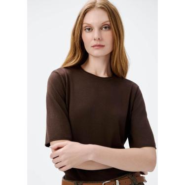 Imagem de Camiseta Hering Manga Curta Em Tricô Leve Feminina-Feminino