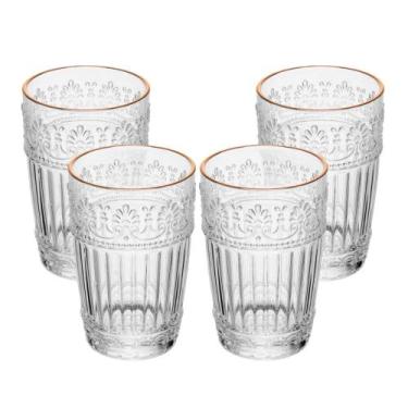 Imagem de Jogo 4 Copo Mauve com Fio de Ouro 350ml de Cristal Ecológico Wolff