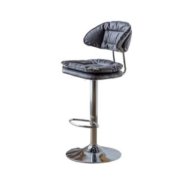 Imagem de Balcão de cozinha de couro PU, encosto simples, banco alto para uso doméstico, 60-80 cm, cadeira de bar giratória, cadeira de restaurante, bar (cinza escuro)