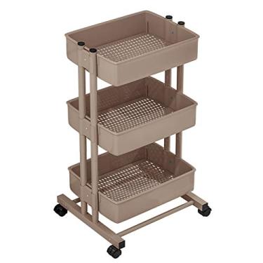 Imagem de Carrinho de armazenamento móvel 3 andares com rodas organizador prateleiras móveis cesto plástico PP para quarto cozinha banheiro escritório berço despensa