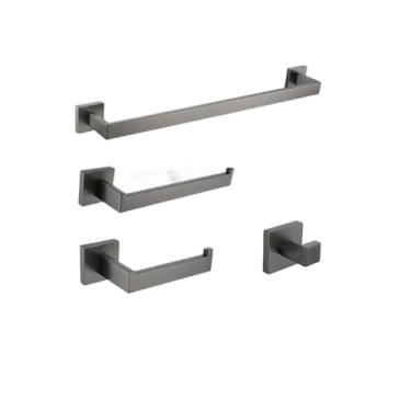 Imagem de Acessório de banheiro cinza escovado arma de aço inoxidável toalheiro de metal suporte de papel higiênico gancho de roupão barra de toalha ferragens de banheiro, 1 conjunto de barra 40 cm