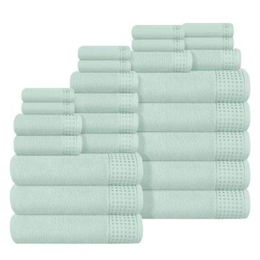 Imagem de GLAMBURG Toalhas para banheiro, conjunto de toalhas 100% algodão, contém 8 toalhas de banho macias, 8 toalhas de mão, 8 panos de lavagem - compacto absorvente leve e de secagem rápida - conjunto de