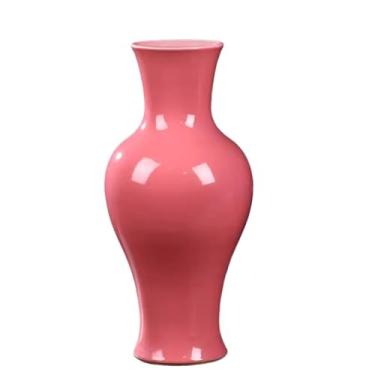 Imagem de Vaso de cerâmica moderno rosa e vermelho estilo chinês casa sala de estar estudo arranjo de flores Feng Shui ornamentos centros de mesa