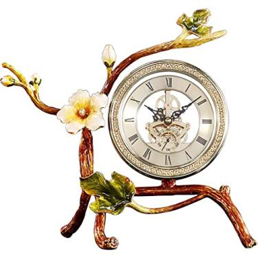 Imagem de Esmalte relógio de mesa sala de estar perspectiva engrenagem relógio decoração de mesa relógio de mesa jóias ornamentos (cor: A, tamanho: 29 * 30 cm)