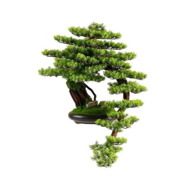 Imagem de Plantas falsas, árvore de bonsai artificial, ornamentos decorativos de interior, plantas falsas com vaso de cerâmica para decoração de escritório e sala de estar