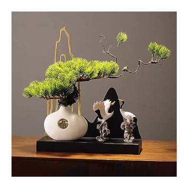 Imagem de Bonsai de pinheiro de boas-vindas com plantas falsas, simulação de bonsai, decoração zen para sala de estar, armário de entrada, decoração de escritório