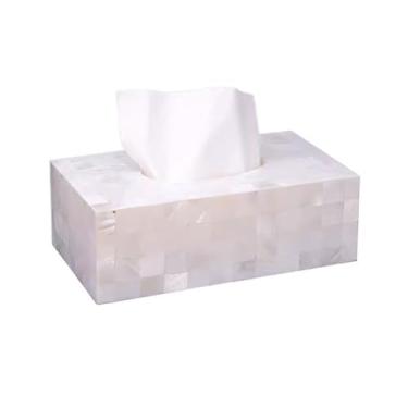 Imagem de Caixa de toalha de papel de concha moderna de alta qualidade sala de estar mesa de centro arte sense caixa de gaveta decorativa de guardanapo caixa de armazenamento de mesa (grande)