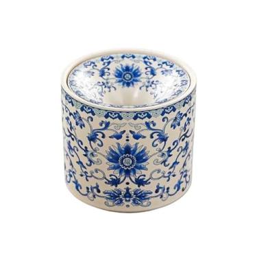 Imagem de x3anggyt5 Cinzeiros de cigarros retro funil de cerâmica cinzeiro redondo azul e branco estilo porcelana adequado para casa, sala de estar e secretárias, cinzeiro exterior