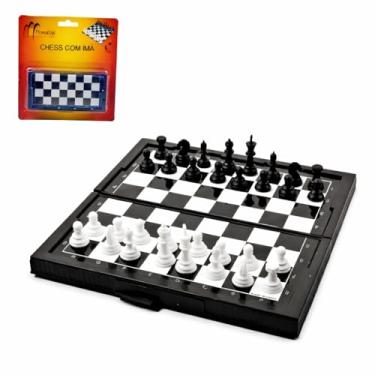 Imagem de Jogo de Xadrez Magnético Portátil 19cm Dobrável com Peças Magnéticas Tabuleiro de Viagem