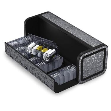 Imagem de TALVOLC M Organizador de comprimidos estético, 7 dias da manhã, caixa de comprimidos semanal discreta 2 vezes por dia com capa de proteção dupla, estojo portátil de vitamina de grande capacidade para