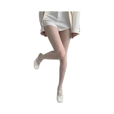 Imagem de Meias-calças Femininas Sensuais Com Renda Vazada, Estilo Retrô Com Flo