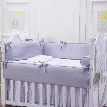 Imagem de Kit Berço Percal 200 Fios Cinza - 07 Peças