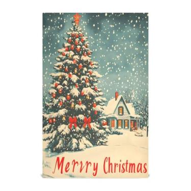 Imagem de xigua Conjunto de 1 panos de prato vintage de árvore de Natal, toalhas de cozinha de secagem rápida altamente absorventes para limpeza de pratos e limpeza manual, 71 x 45 cm