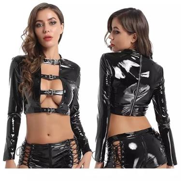 Imagem de YITMGDD Conjunto de lingerie feminina de enfermeira, fantasia sexy, luvas arrastão com laço, saia com babados, roupas de cosplay de Halloween