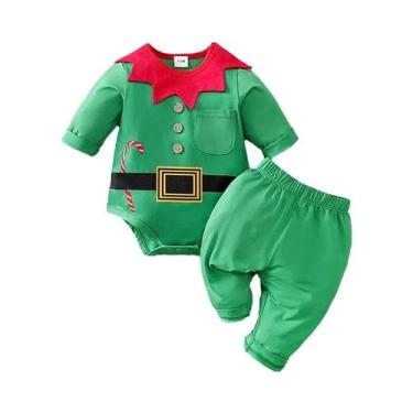 Imagem de Conjunto De Bebê Elfo Verde: Macacão De Manga Comprida, Calças E Chapé
