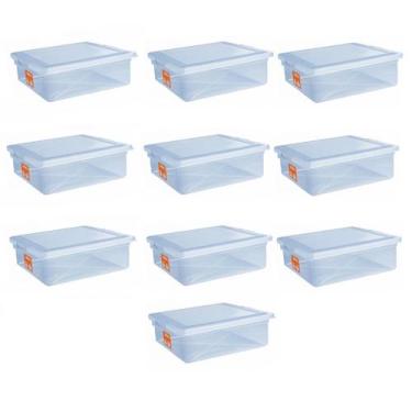 Imagem de 10 Caixas Plásticas C/ Tampa Organizadora Multi Uso 8 Litros - Pleion
