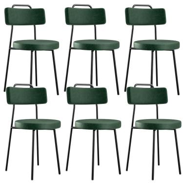 Imagem de Kit 06 Cadeiras Decorativas Para Sala De Jantar Barcelona F01 Couríssimo Verde Musgo - Lyam Decor